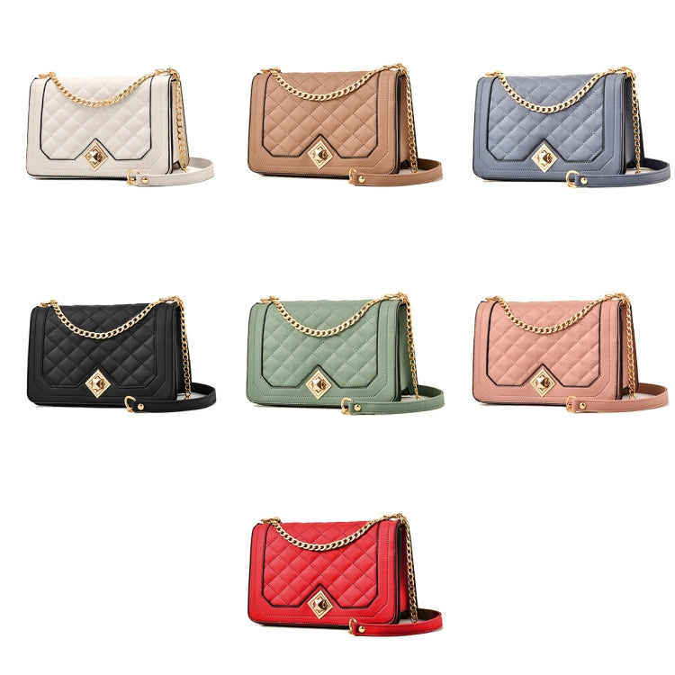 6382 Borsa con catena a rombo diagonale monospalla, 6382 (White), 6382 (Khaki), 6382 (Light Grey), 6382 (Black), 6382 (Light Green), 6382 (Pink), 6382 (Dark Red)