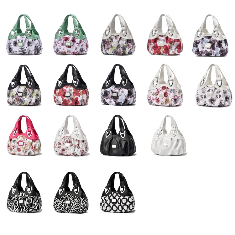 722 Borsa da donna in morbida pelle, Green handle Lily, Green Handle Rose, White Handle Green Flower, White Handle Red Flower, White Handle Purple Flower, Black Handle Green Flower, Black Handle Red Flower, Black Handle Purple Flower                   ...