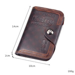 Menbense Short Fashion Leisure Buckle Magnetic Large Capacity 3 Fold Portafoglio Uomo, Black, Dark Brown