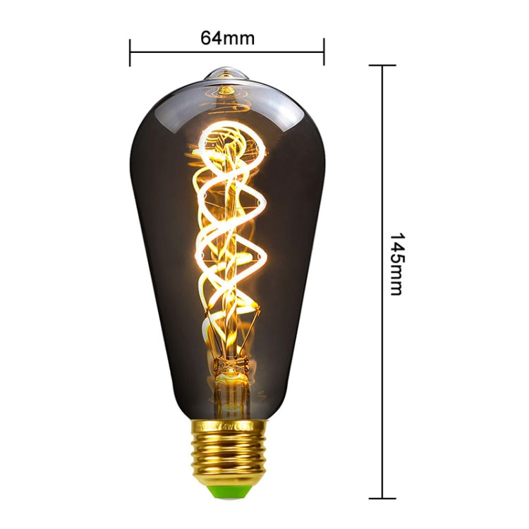 Lampada retrò con lampadina a LED a luce calda grigio fumo galvanica, ST64, G80, G95, G125, A110, T185, T300
