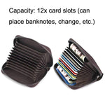 Portacarte multi-card in pelle d'organo dipinta a mano con zip, Red, Green, Silver