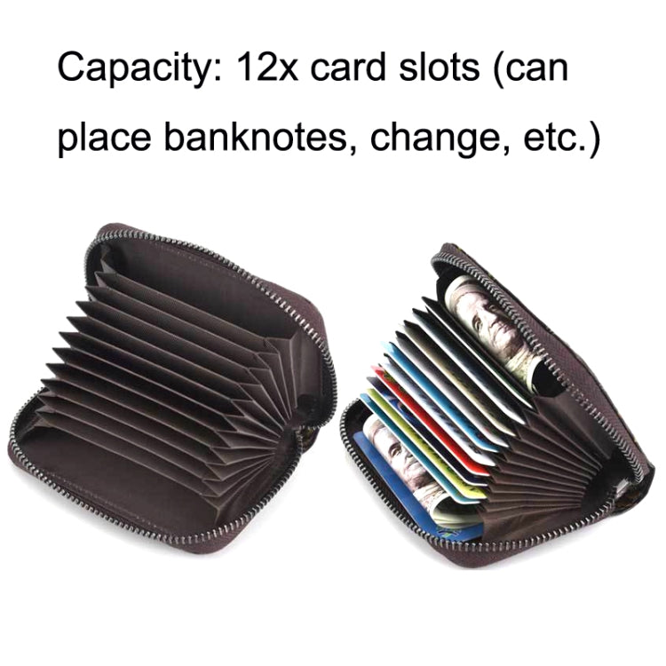 Portacarte multi-card in pelle d'organo dipinta a mano con zip, Red, Green, Silver