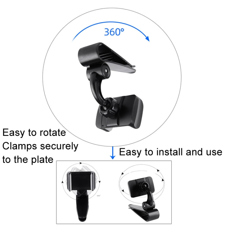 Supporto per fibbia per telefono cellulare per auto con staffa per visiera parasole per auto da 2 pezzi, Black