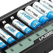 Caricabatteria USB per batteria NiMH con carica a otto slot su schermo SEIVI