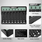 Caricabatterie USB 8 slot per batterie NiMH AA e AAA
