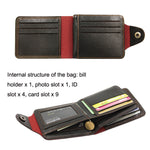 MenBense Men Multi-Card 2 Portafoglio corto Porta carte da trasporto, Black, Brown