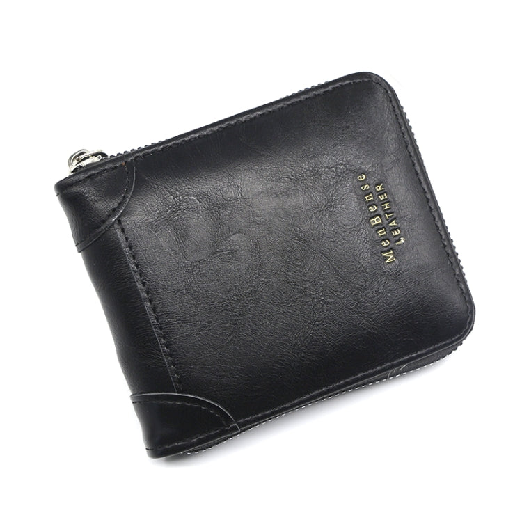 Menbense Portafoglio con cerniera retrò multi-card di grande capacità di moda casual, Black, Dark Brown, Light Brown