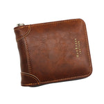 Menbense Portafoglio con cerniera retrò multi-card di grande capacità di moda casual, Black, Dark Brown, Light Brown