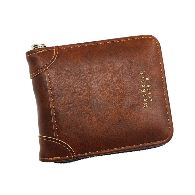 Menbense Portafoglio con cerniera retrò multi-card di grande capacità di moda casual, Black, Dark Brown, Light Brown