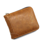Menbense Portafoglio con cerniera retrò multi-card di grande capacità di moda casual, Black, Dark Brown, Light Brown