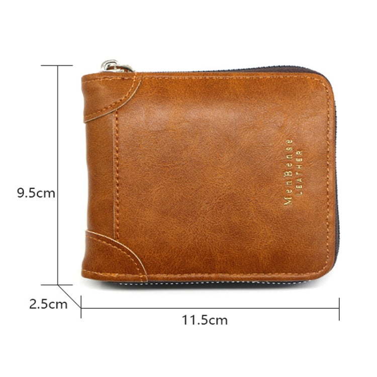 Menbense Portafoglio con cerniera retrò multi-card di grande capacità di moda casual, Black, Dark Brown, Light Brown
