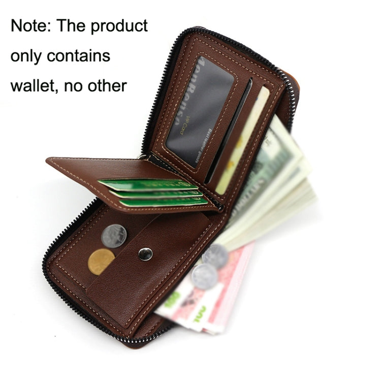 Menbense Portafoglio con cerniera retrò multi-card di grande capacità di moda casual, Black, Dark Brown, Light Brown