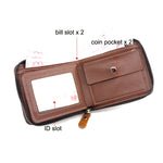 Menbense Portafoglio con cerniera retrò multi-card di grande capacità di moda casual, Black, Dark Brown, Light Brown
