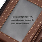 Menbense Portafoglio con cerniera retrò multi-card di grande capacità di moda casual, Black, Dark Brown, Light Brown