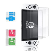 Set di custodie per pellicole temperate con cappuccio di rilevamento remoto con guscio di cristallo per console di gioco, Storage Bag+Crystal Case+Rocker Capx6+Tempered Film, White Storage Bag 14 In 1(Hand Rope), White Storage Bag 16 In 1
