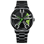 FNGEEN L001 Orologio da uomo in metallo con mozzo rotante con elemento motociclistico, Black steel Red Surface, Black Steel Green Surface, White Steel Red Surface, White Steel Green Surface, Black Net Black Steel Red Surface                            ...