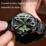 FNGEEN L001 Orologio da uomo in metallo con mozzo rotante con elemento motociclistico, Black steel Red Surface, Black Steel Green Surface, White Steel Red Surface, White Steel Green Surface, Black Net Black Steel Red Surface                            ...