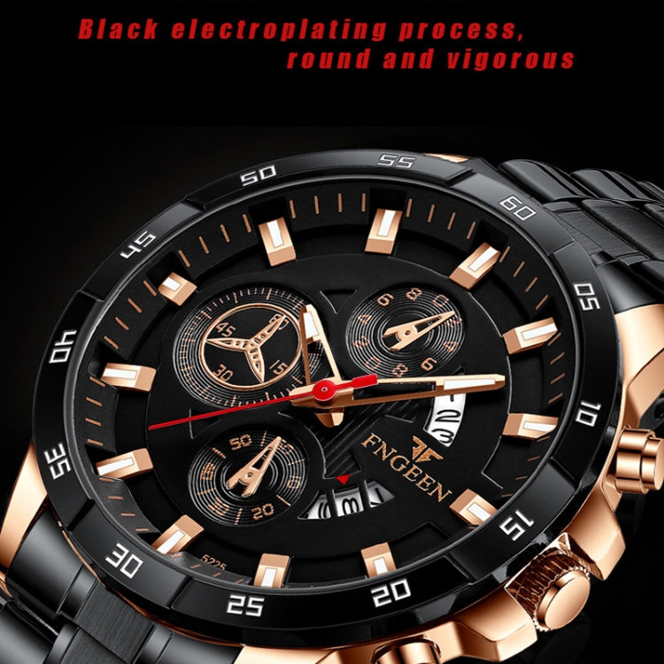 Orologio al quarzo impermeabile multifunzionale FNGEEN 5225, Blue Steel Rose Shell Blue Surface, Black Steel Rose Shell Black Surface, Black Steel Black Shell Black Surface, White Steel White Shell Black Surface, Black Steel Black Circle White Surface ...