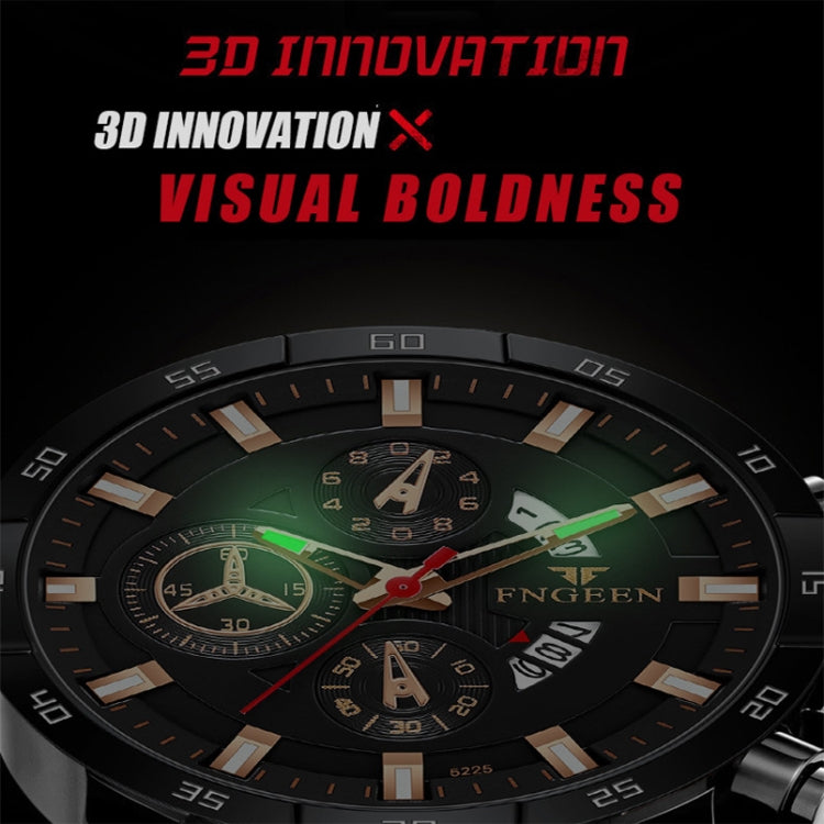 Orologio al quarzo impermeabile multifunzionale FNGEEN 5225, Blue Steel Rose Shell Blue Surface, Black Steel Rose Shell Black Surface, Black Steel Black Shell Black Surface, White Steel White Shell Black Surface, Black Steel Black Circle White Surface ...