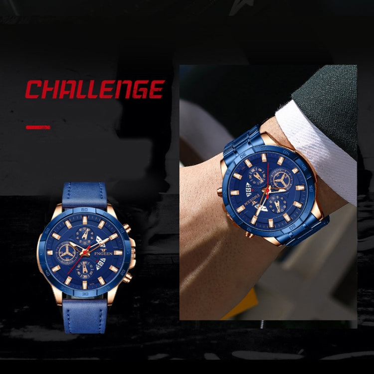 Orologio al quarzo impermeabile multifunzionale FNGEEN 5225, Blue Steel Rose Shell Blue Surface, Black Steel Rose Shell Black Surface, Black Steel Black Shell Black Surface, White Steel White Shell Black Surface, Black Steel Black Circle White Surface ...