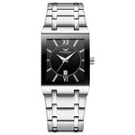 FNGEEN 3627 Orologio quadrato da uomo con calendario impermeabile, Full Gold Black Surface, Full Gold Gold Surface, Black Belt Rose Shell Black Surface, Black Belt Gold Shell Black Surface, Black Belt Black Shell Black Surface, White Steel White Surfac...
