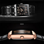 FNGEEN 3627 Orologio quadrato da uomo con calendario impermeabile, Full Gold Black Surface, Full Gold Gold Surface, Black Belt Rose Shell Black Surface, Black Belt Gold Shell Black Surface, Black Belt Black Shell Black Surface, White Steel White Surfac...
