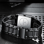 FNGEEN 3627 Orologio quadrato da uomo con calendario impermeabile, Full Gold Black Surface, Full Gold Gold Surface, Black Belt Rose Shell Black Surface, Black Belt Gold Shell Black Surface, Black Belt Black Shell Black Surface, White Steel White Surfac...
