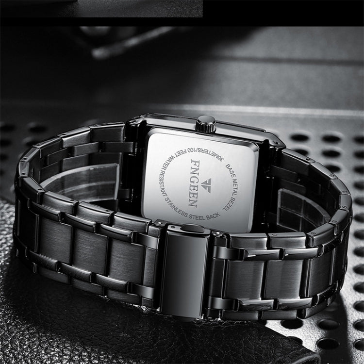 FNGEEN 3627 Orologio quadrato da uomo con calendario impermeabile, Full Gold Black Surface, Full Gold Gold Surface, Black Belt Rose Shell Black Surface, Black Belt Gold Shell Black Surface, Black Belt Black Shell Black Surface, White Steel White Surfac...