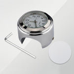Orologio da manubrio per moto con placcatura in lega di alluminio, Clock Silver Shell Black Background, Clock Silver Shell White Background, Clock Black Shell White Background, Clock Black Shell Black Background