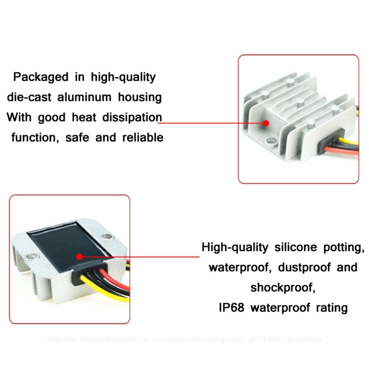 Regolatore di tensione per auto impermeabile da 72 W da 12 V a 24 V 3 A, 72W 12V To 24V