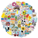 2 set 100 pezzi/set piccoli adesivi freschi adesivi per chitarra da skateboard impermeabili da viaggio, Small Fresh Stickers