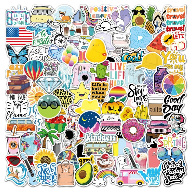 2 set 100 pezzi/set piccoli adesivi freschi adesivi per chitarra da skateboard impermeabili da viaggio, Small Fresh Stickers