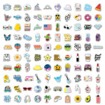 2 set 100 pezzi/set piccoli adesivi freschi adesivi per chitarra da skateboard impermeabili da viaggio, Small Fresh Stickers