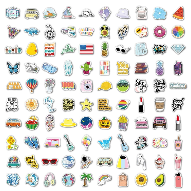 2 set 100 pezzi/set piccoli adesivi freschi adesivi per chitarra da skateboard impermeabili da viaggio, Small Fresh Stickers