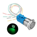 Interruttore piatto a pulsante impermeabile in metallo modificato da 2 pezzi da 19 mm con luce, colore:, Reset  Blue Light, Reset Red Light, Reset Green Light, Self-lock Blue Light, Self-lock Red Light, Self-lock Green Light