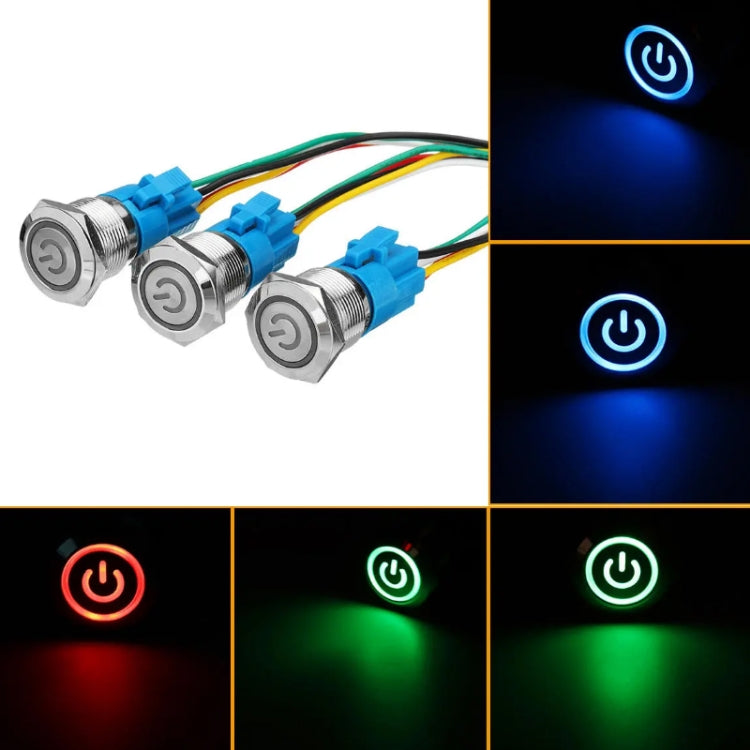 Interruttore piatto a pulsante impermeabile in metallo modificato da 2 pezzi da 19 mm con luce, colore:, Reset  Blue Light, Reset Red Light, Reset Green Light, Self-lock Blue Light, Self-lock Red Light, Self-lock Green Light