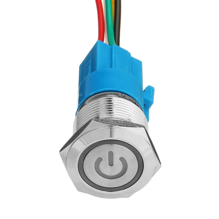 Interruttore piatto a pulsante impermeabile in metallo modificato da 2 pezzi da 19 mm con luce, colore:, Reset  Blue Light, Reset Red Light, Reset Green Light, Self-lock Blue Light, Self-lock Red Light, Self-lock Green Light