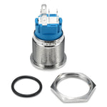 Interruttore piatto a pulsante impermeabile in metallo modificato da 2 pezzi da 19 mm con luce, colore:, Reset  Blue Light, Reset Red Light, Reset Green Light, Self-lock Blue Light, Self-lock Red Light, Self-lock Green Light