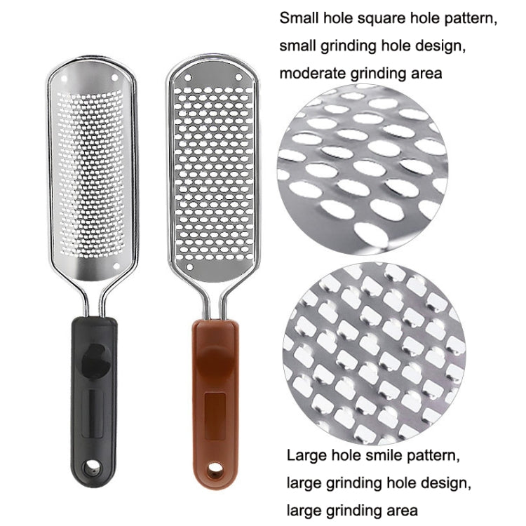 Rettifica e sfregamento per pedicure esfoliante in acciaio inossidabile, stile:, Big Hole Smiles (Black), Small Hole Square Hole (Black), Big Hole Smiles (Brown), Small Hole Square Hole (Brown)