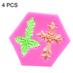 Strumento di cottura per stampi per torte fondente in silicone a forma di croce da 4 pezzi, Cross Shape
