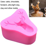 Stampo per torta fondente in silicone con testa di cervo da 2 pezzi, Deer Head