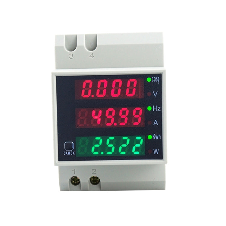 D52-2058 Wattmetro Din rail Volt Current Meter, AC80-300V Built-in CT, AC200-450V Built-in CT