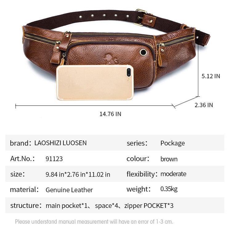 LAOSHIZI Marsupio in pelle vintage Borsa a tracolla a tracolla Borsa a tracolla per uomo, Black, Brown
