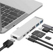 TIPO-C a 4K HDMI HUB Docking Station Lettore di schede TF/SD per MacBook Pro, Grey, Silver