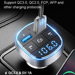 QC3.0 Trasmettitore FM per auto con lettore MP3 Bluetooth per auto a ricarica rapida, QC3.0 Fast Charge