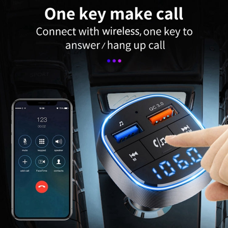 QC3.0 Trasmettitore FM per auto con lettore MP3 Bluetooth per auto a ricarica rapida, QC3.0 Fast Charge
