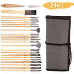 24 in 1 set di borse portaoggetti in tela con pennelli in lana di nylon per pittura a olio, guazzo, acquerello, 24 In 1 Oil Painting