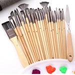 24 in 1 set di borse portaoggetti in tela con pennelli in lana di nylon per pittura a olio, guazzo, acquerello, 24 In 1 Oil Painting