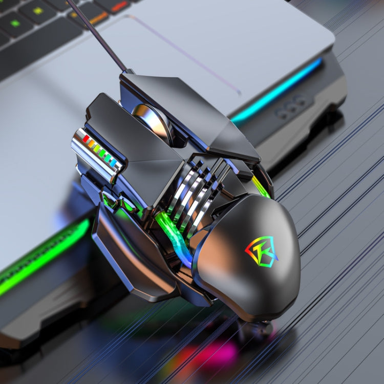 Taijia P3 Mouse cablato regolabile con illuminazione RGB a 6 tasti, Black, White