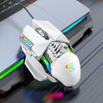 Taijia P3 Mouse cablato regolabile con illuminazione RGB a 6 tasti, Black, White